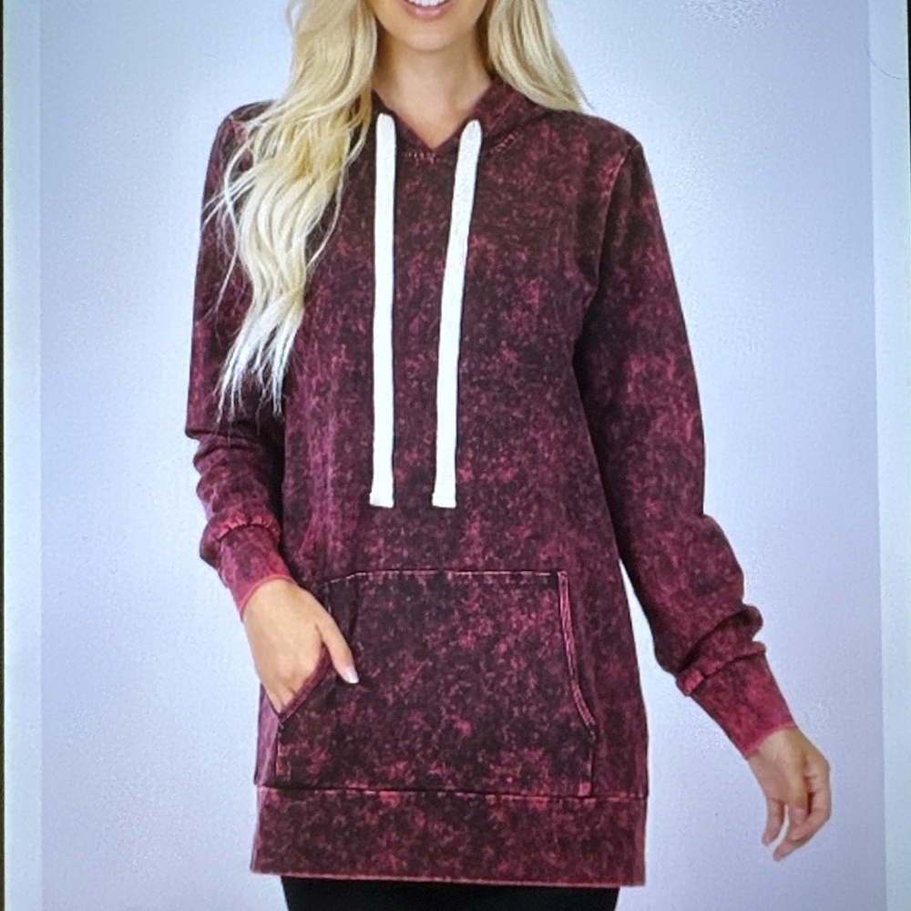 Zenana Mineral Wash Hoodie 1X Long sleeve - Picture 2 of 10